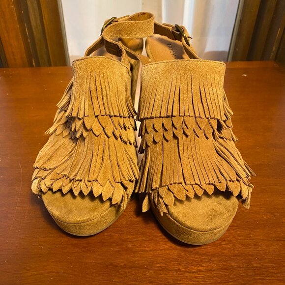 Lucky Brand Fringed Platform Wedge Women's Size 9 - Picture 3 of 11